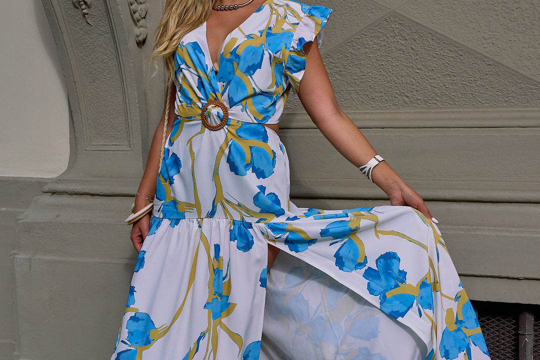 Allegra Belted Petal Maxi Dress