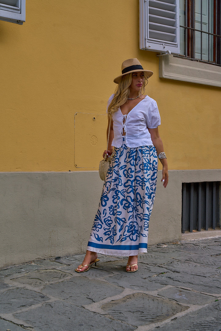 Printed Satin Skirt