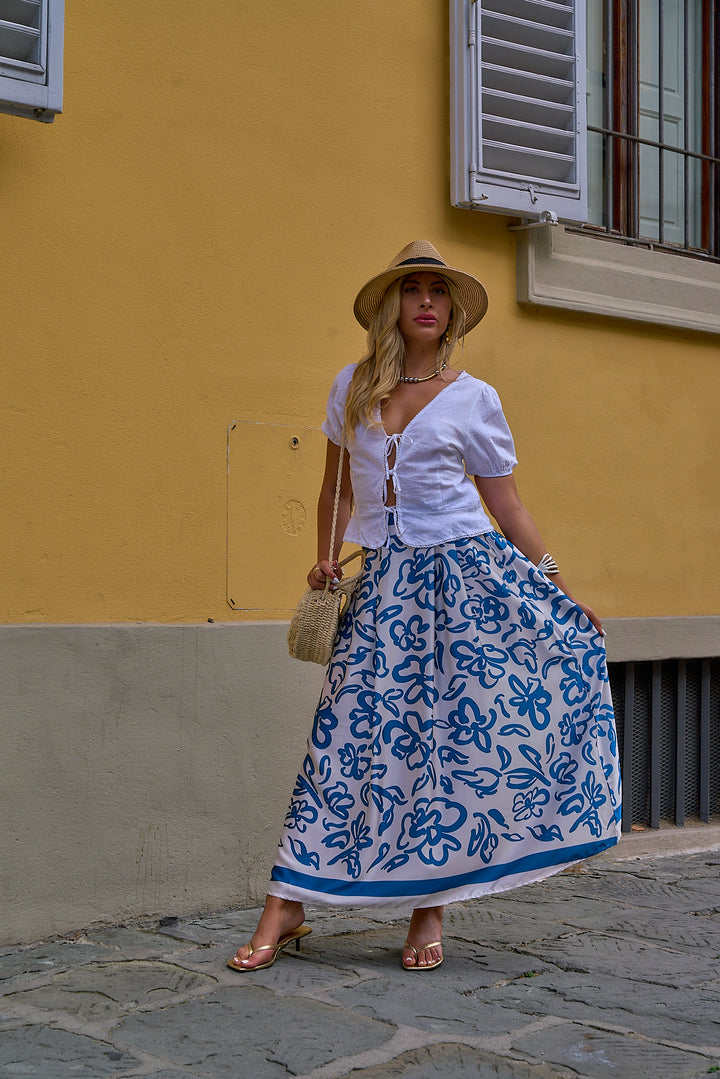 Printed Satin Skirt