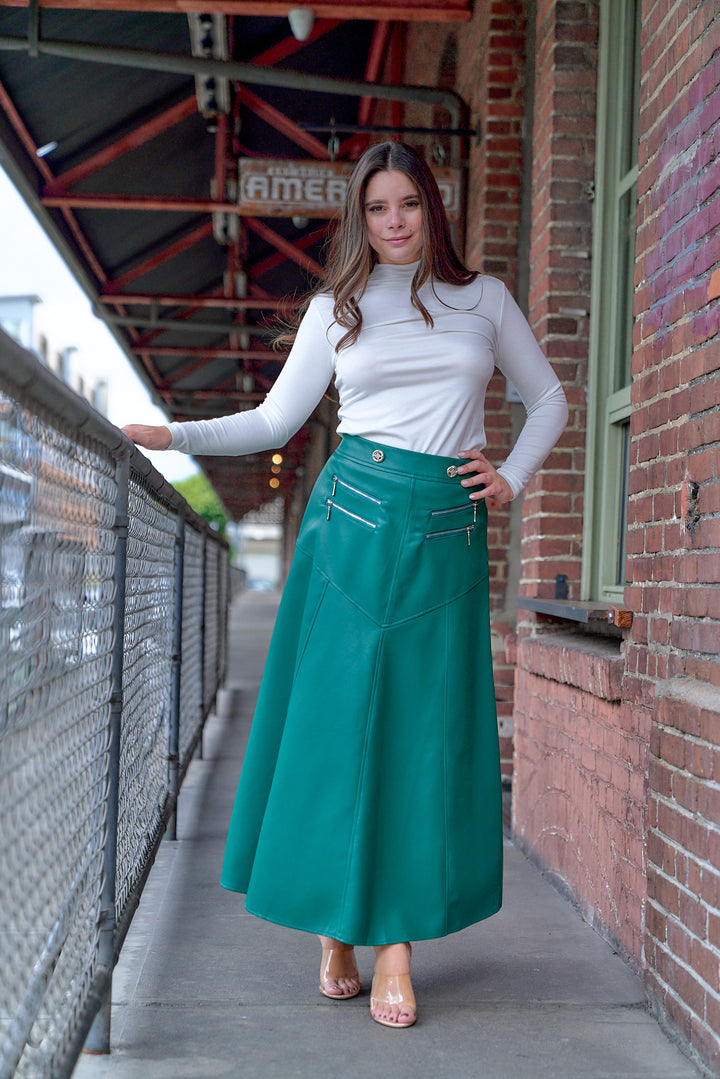 Zippered Leather Skirt