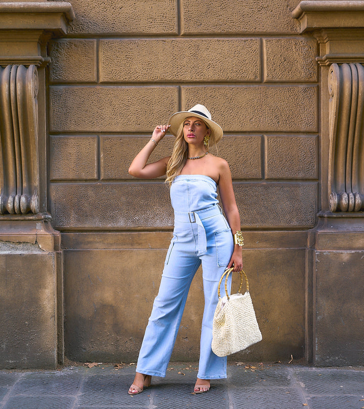 Strapless Denim Jumpsuit