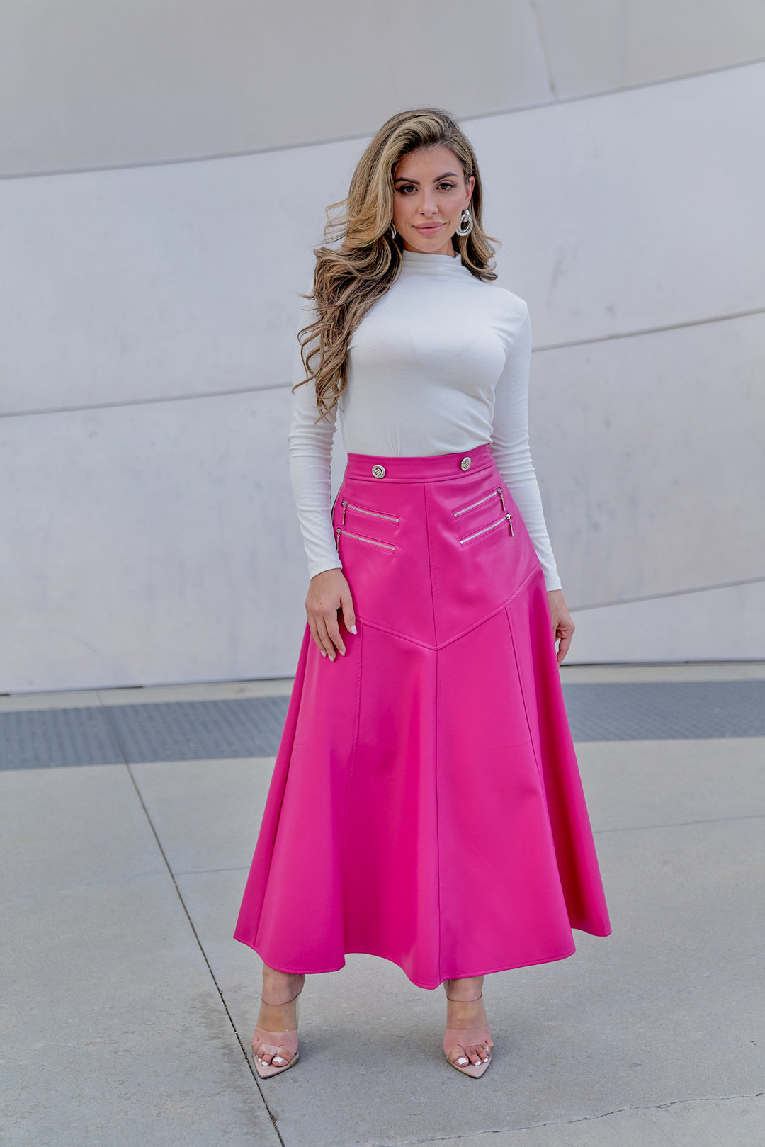 Zippered Leather Skirt