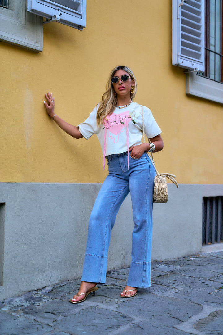 Stitched Heart Cropped T-Shirt