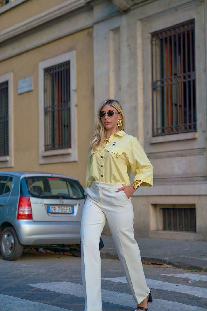Collared Shirt with Pins Detail