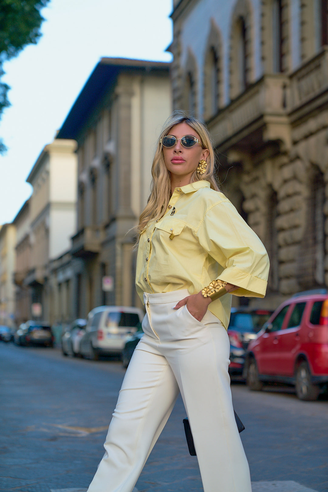 Collared Shirt with Pins Detail