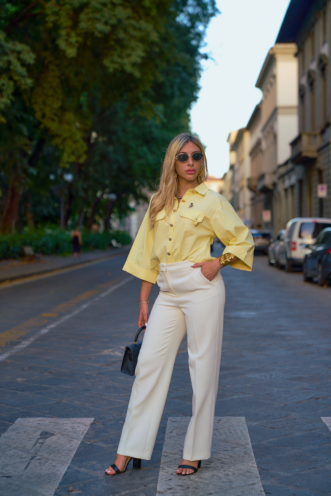 Collared Shirt with Pins Detail