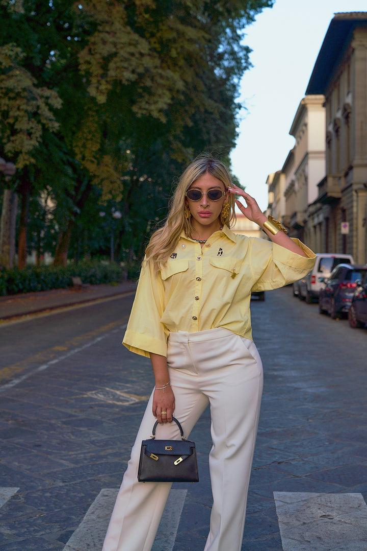 Collared Shirt with Pins Detail