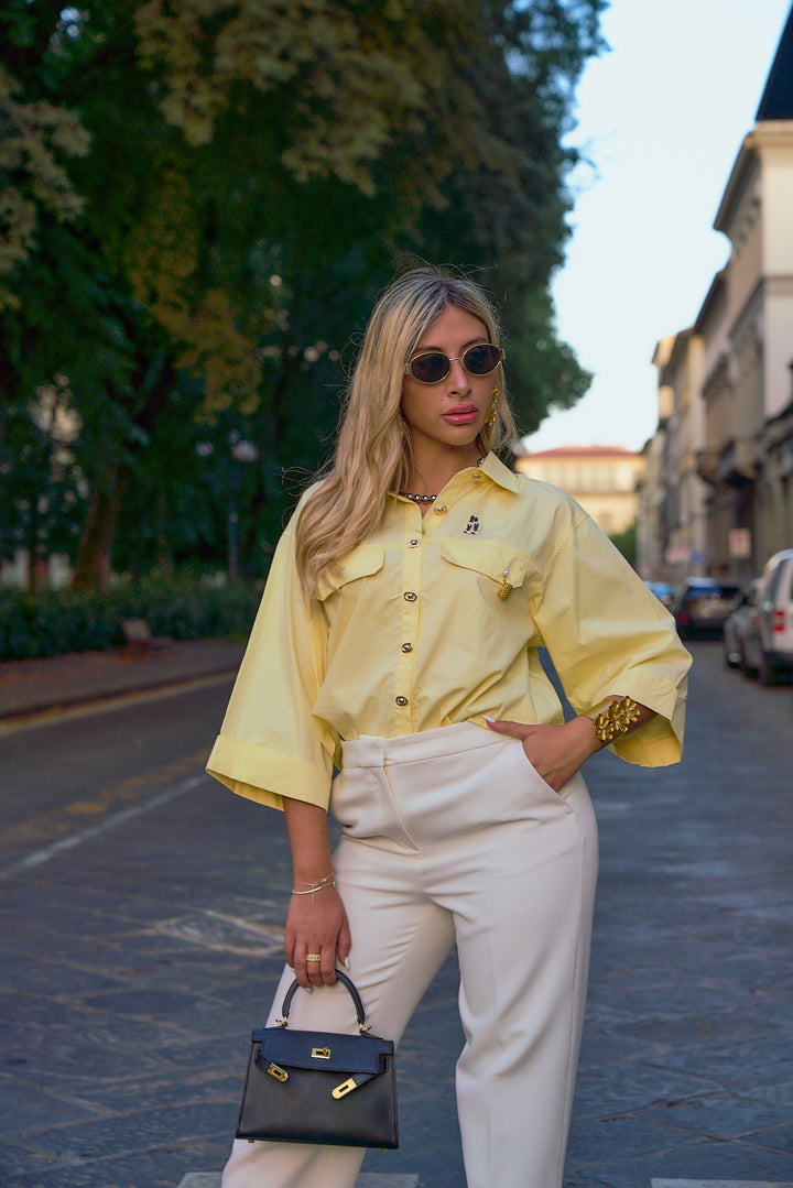 Collared Shirt with Pins Detail