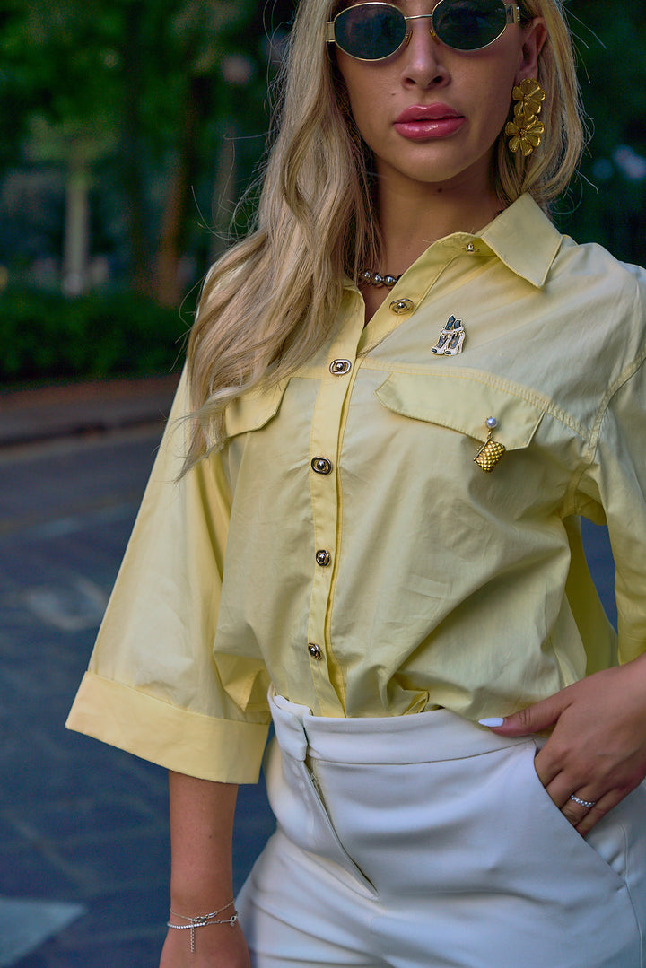 Collared Shirt with Pins Detail