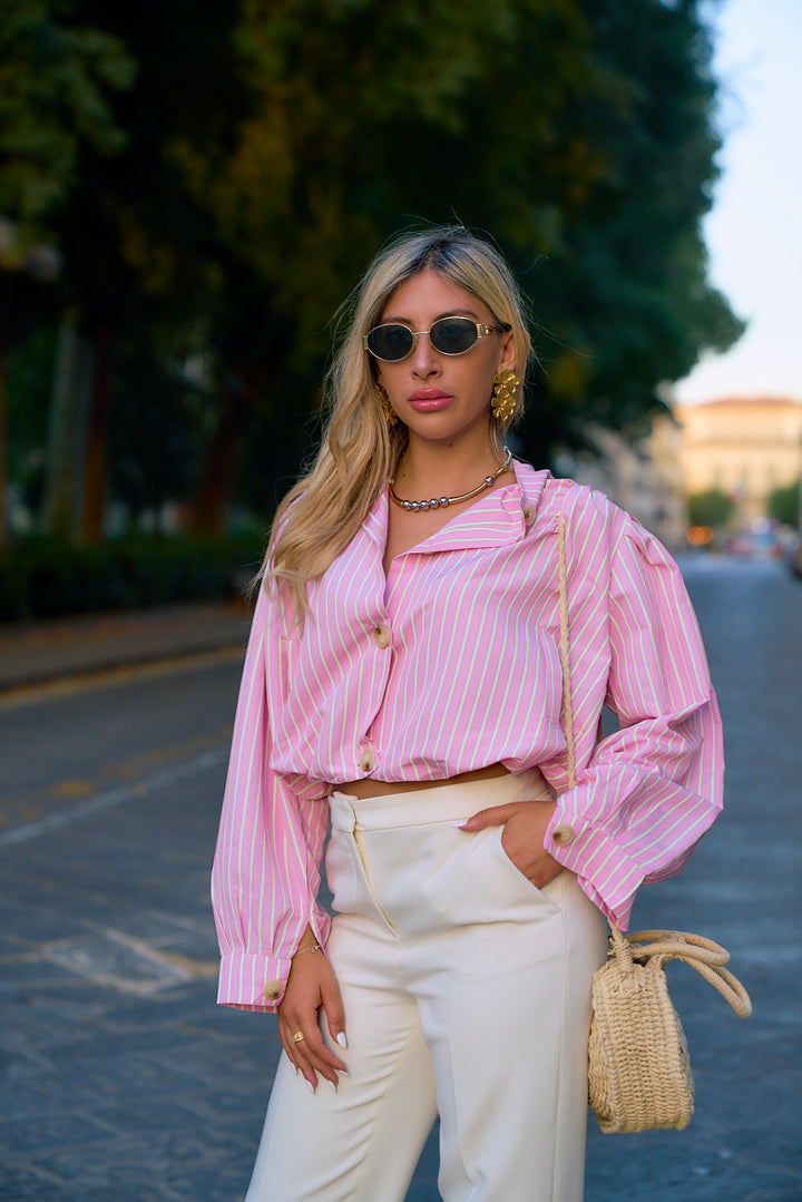 Striped Printed Bubble Top