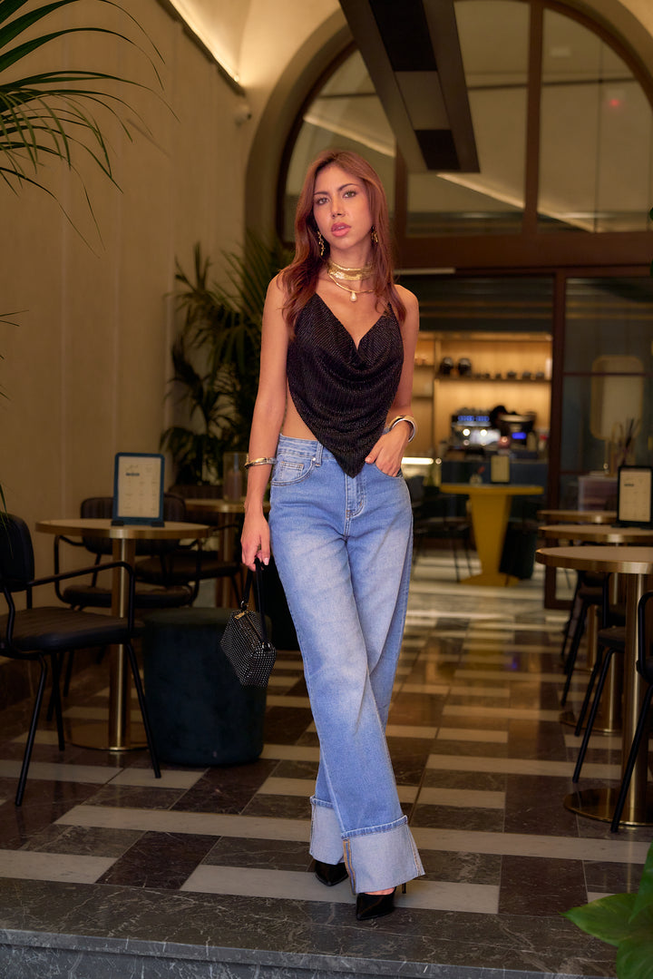 Folded High Waisted Jeans
