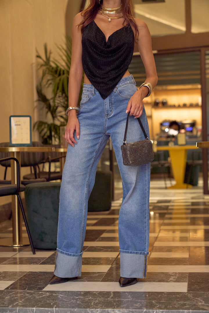 Folded High Waisted Jeans