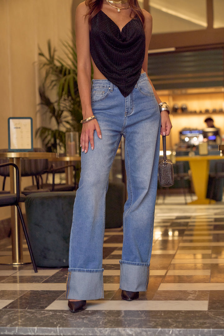 Folded High Waisted Jeans