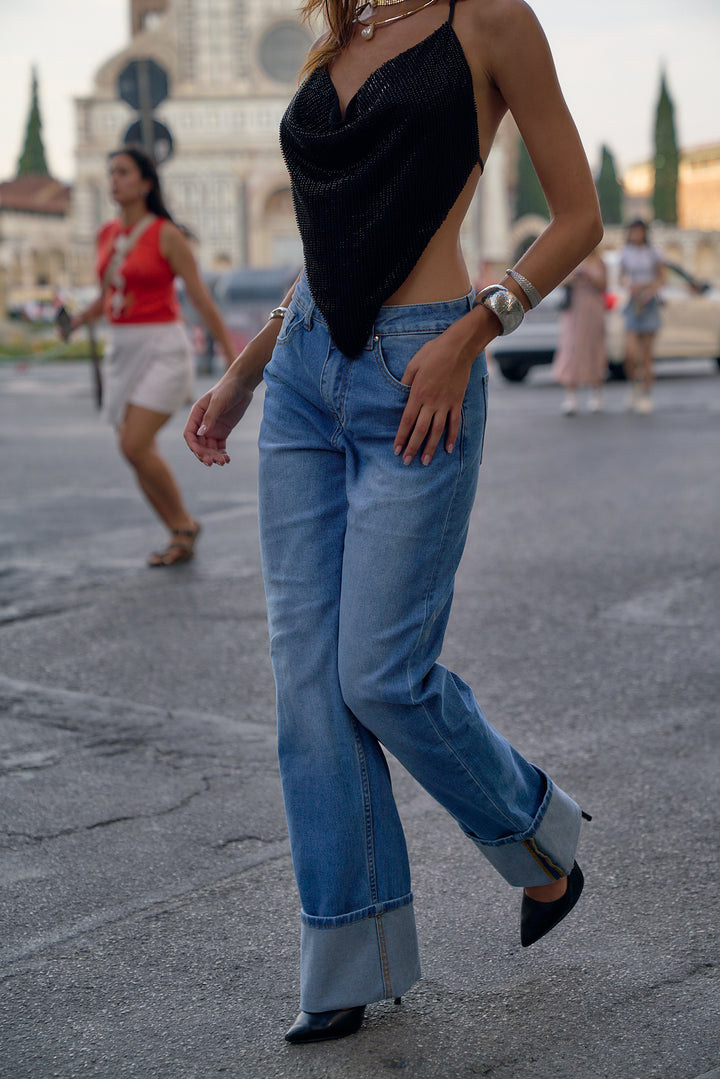 Folded High Waisted Jeans