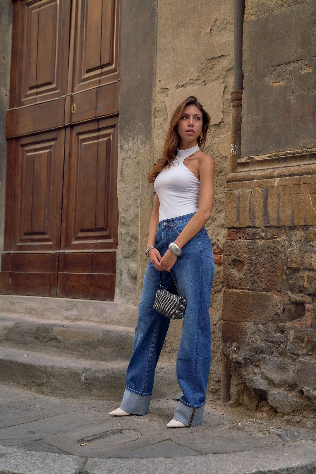 Folded High Waisted Jeans
