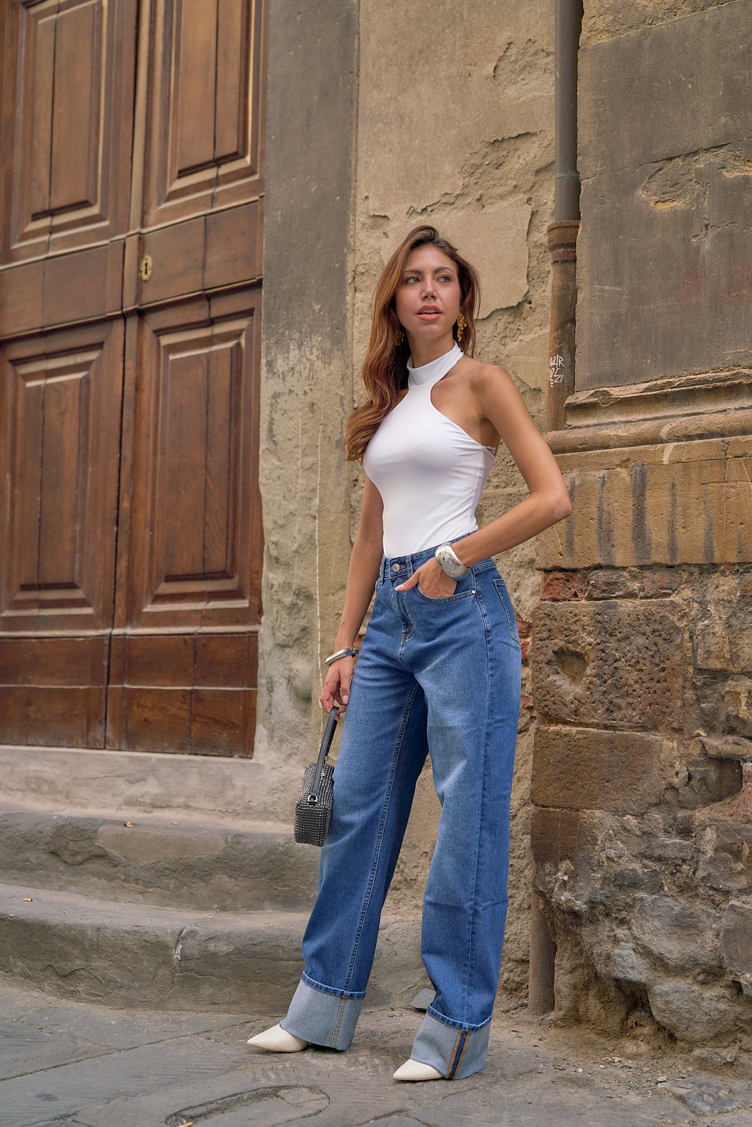 Folded High Waisted Jeans