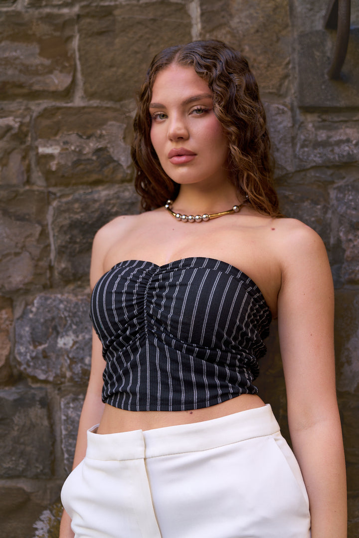 Striped  2 Piece Crop Top and Shirt Set