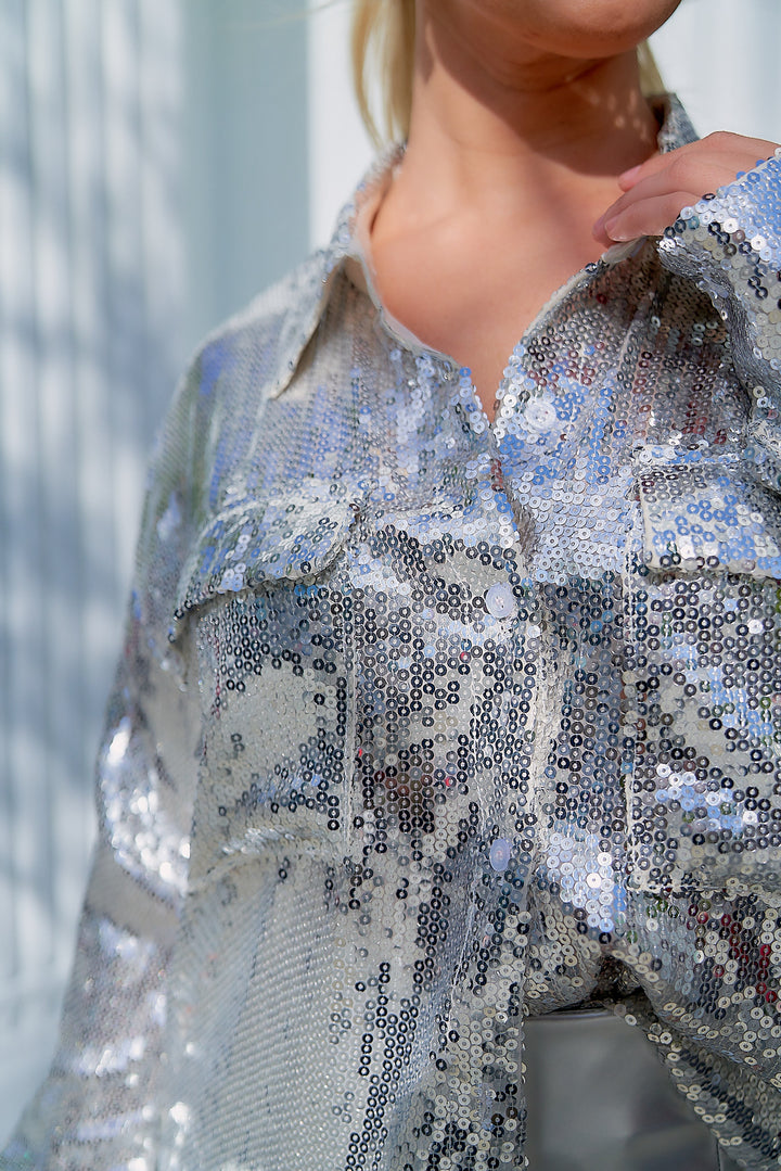 Sequin Collared Top