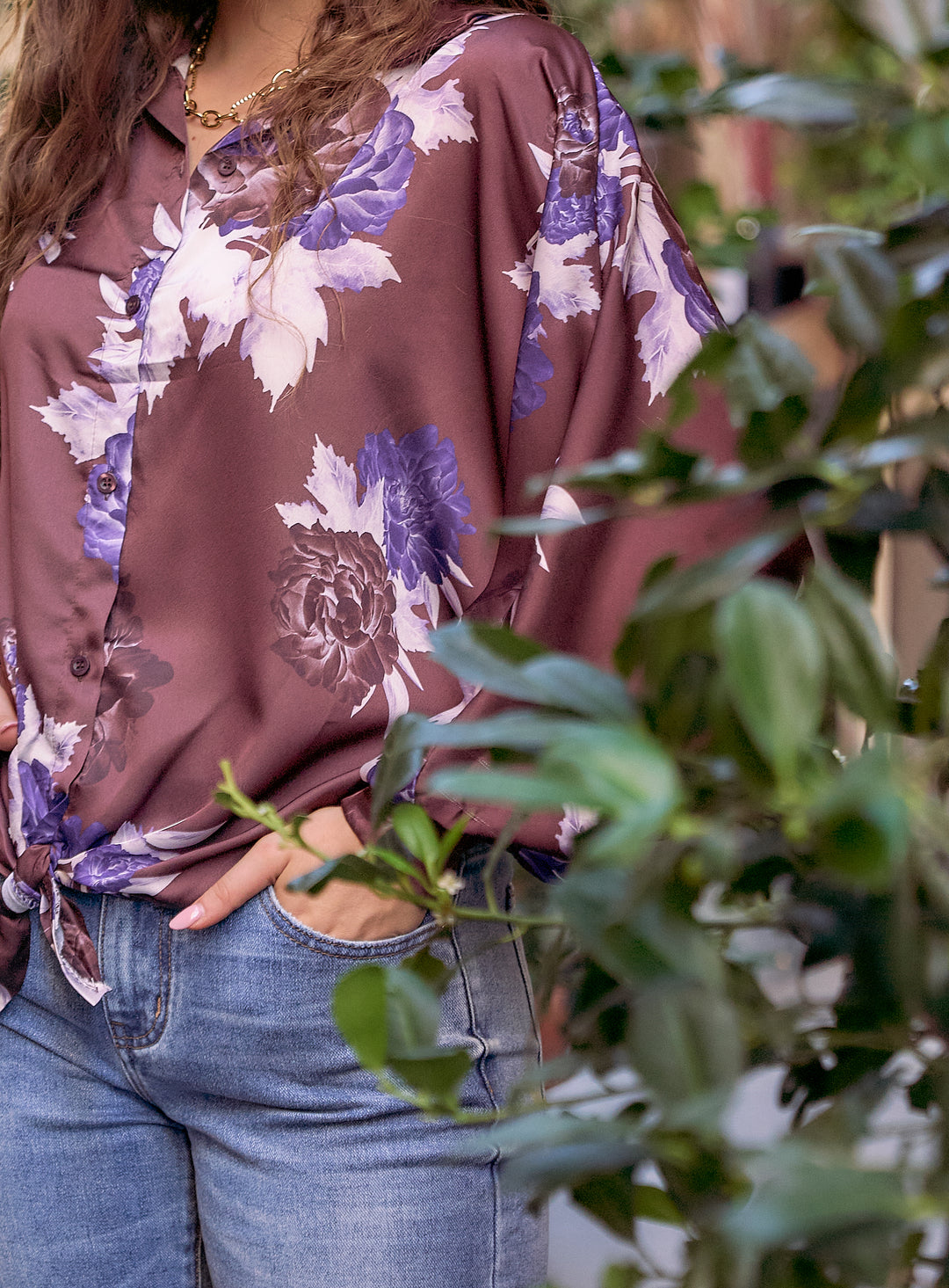 Elena Satin Floral Blouse