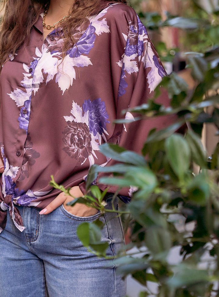 Elena Satin Floral Blouse