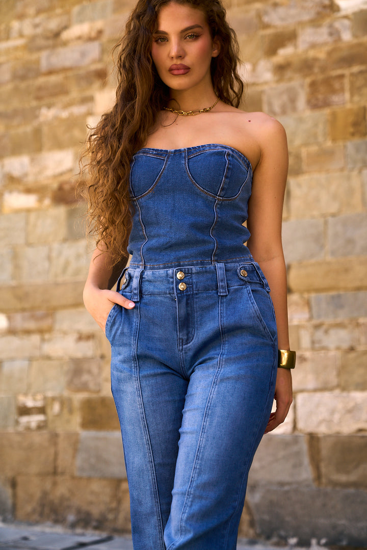 Noemi Strapless Denim Top