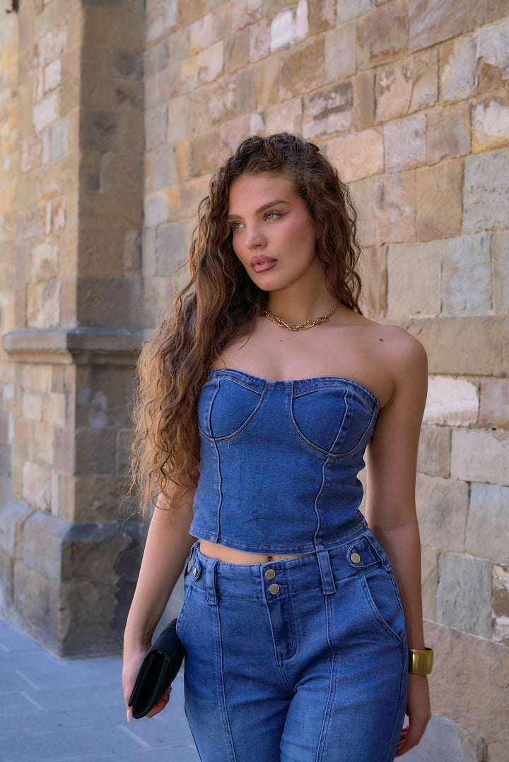 Noemi Strapless Denim Top