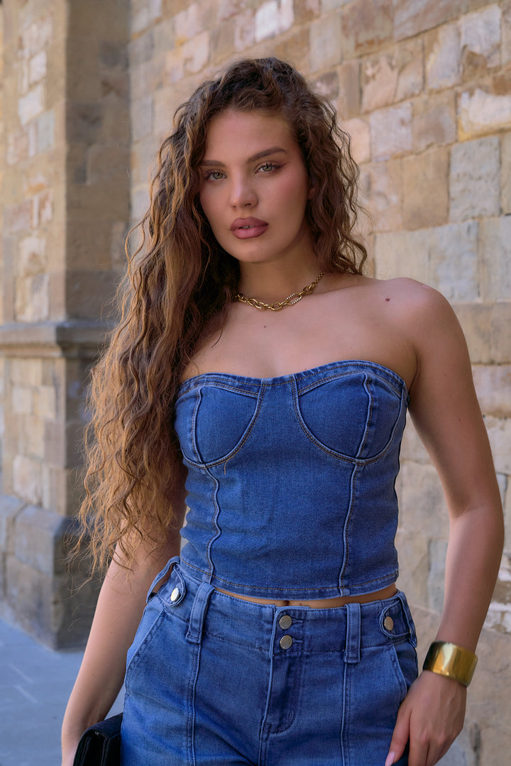 Noemi Strapless Denim Top