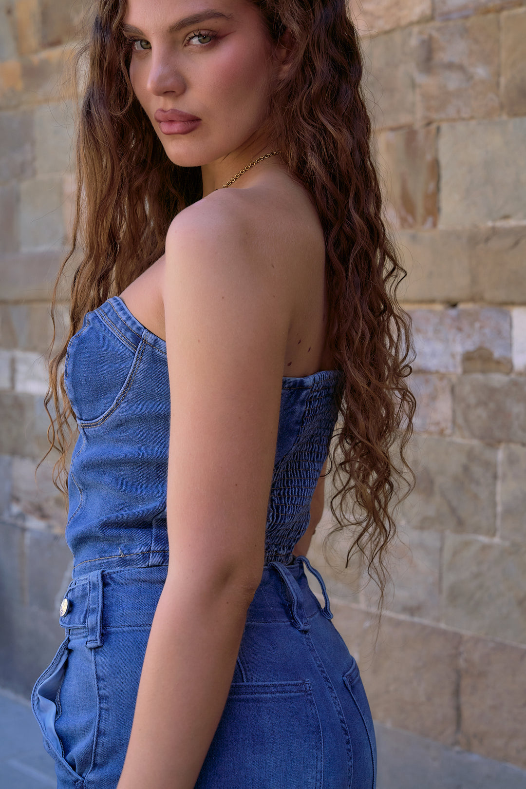 Noemi Strapless Denim Top