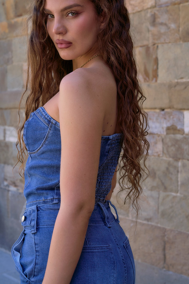 Noemi Strapless Denim Top