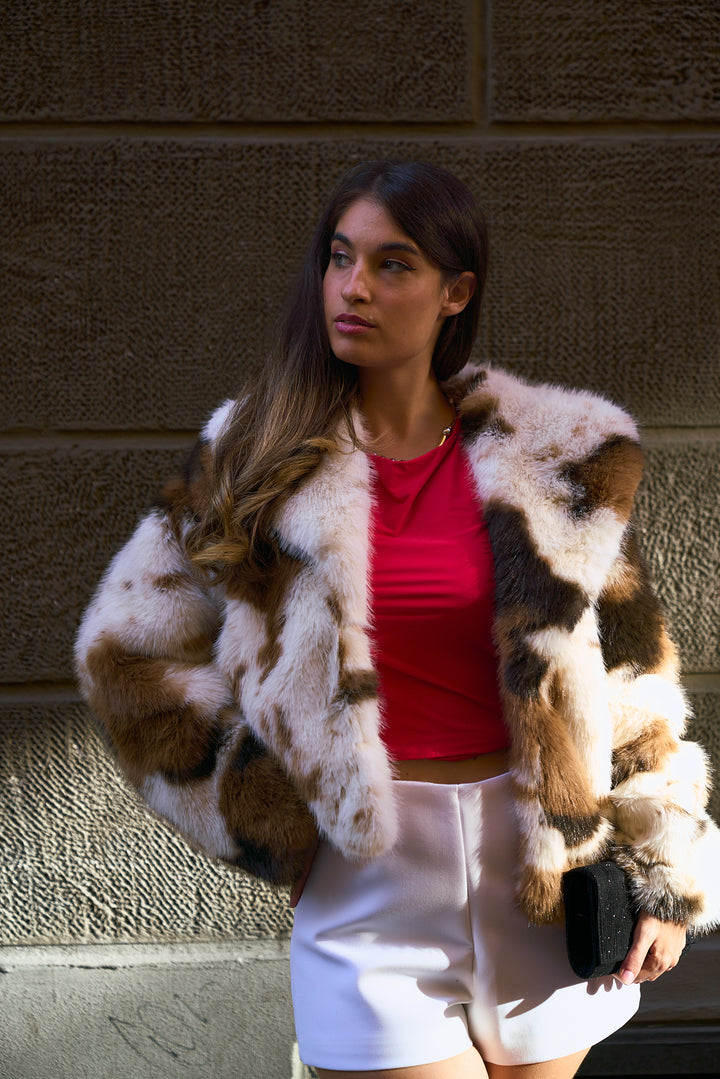 Clémence Short Multi-Tone Fur Coat