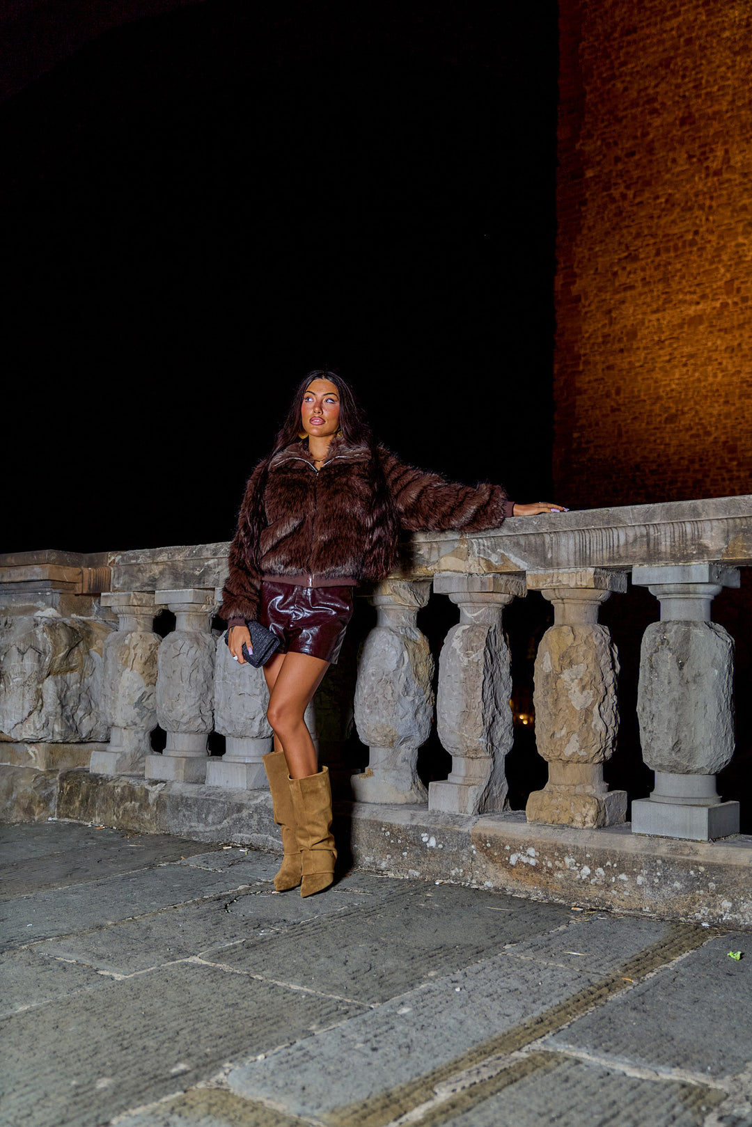 Celeste Mocha Luxe Fur Coat