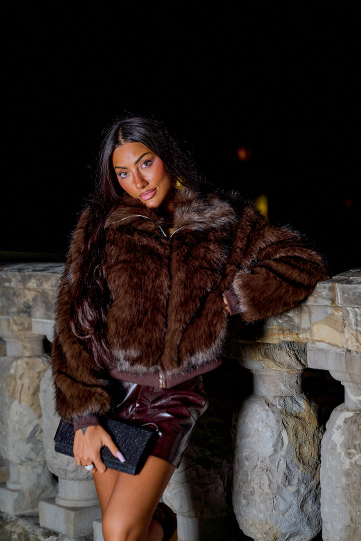 Celeste Mocha Luxe Fur Coat