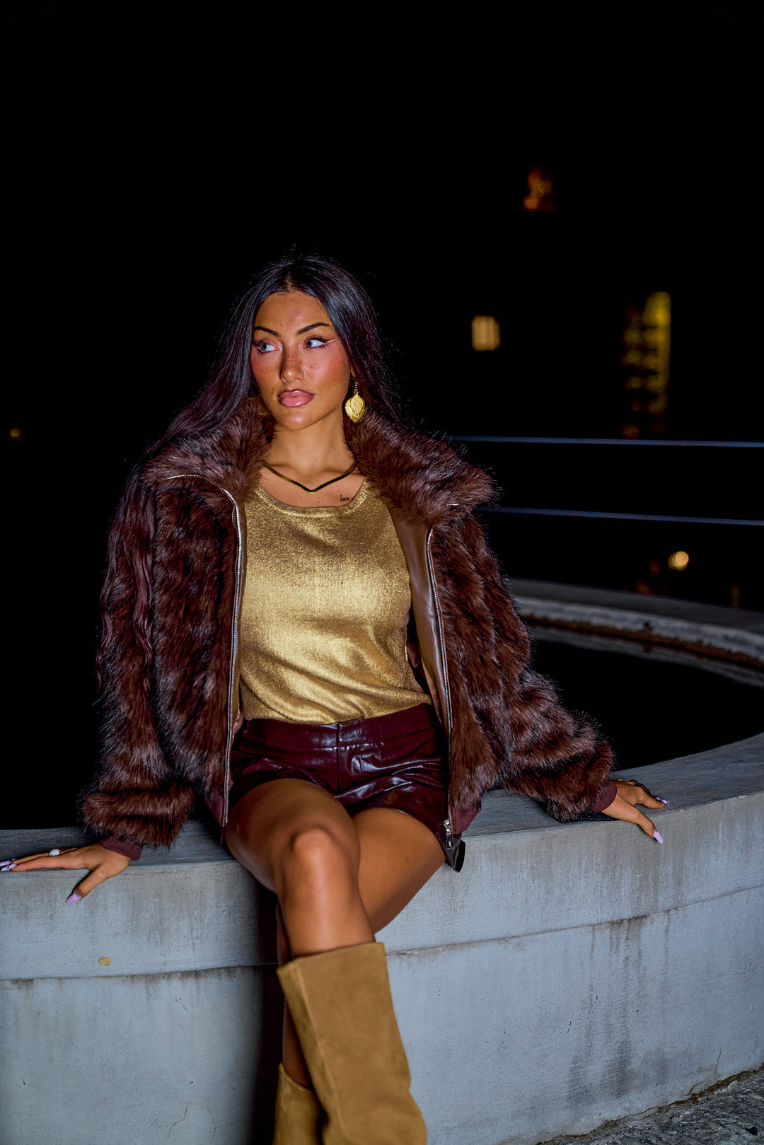 Celeste Mocha Luxe Fur Coat