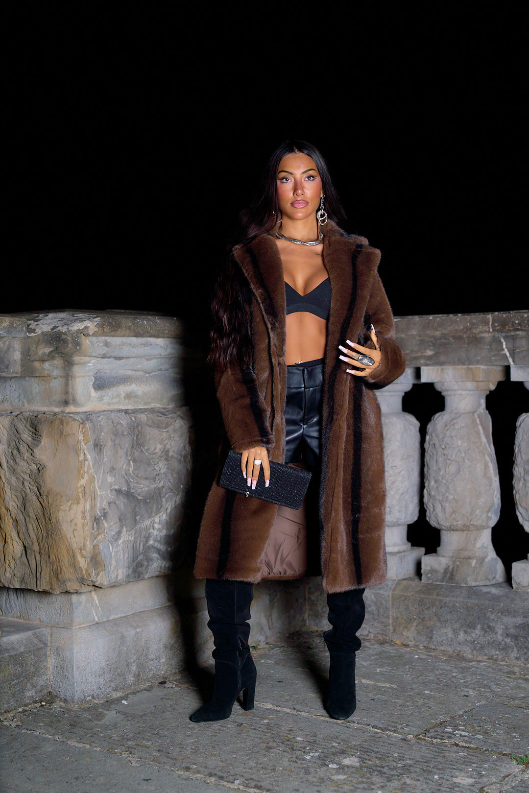 Isolde Chocolate Faux Fur Coat