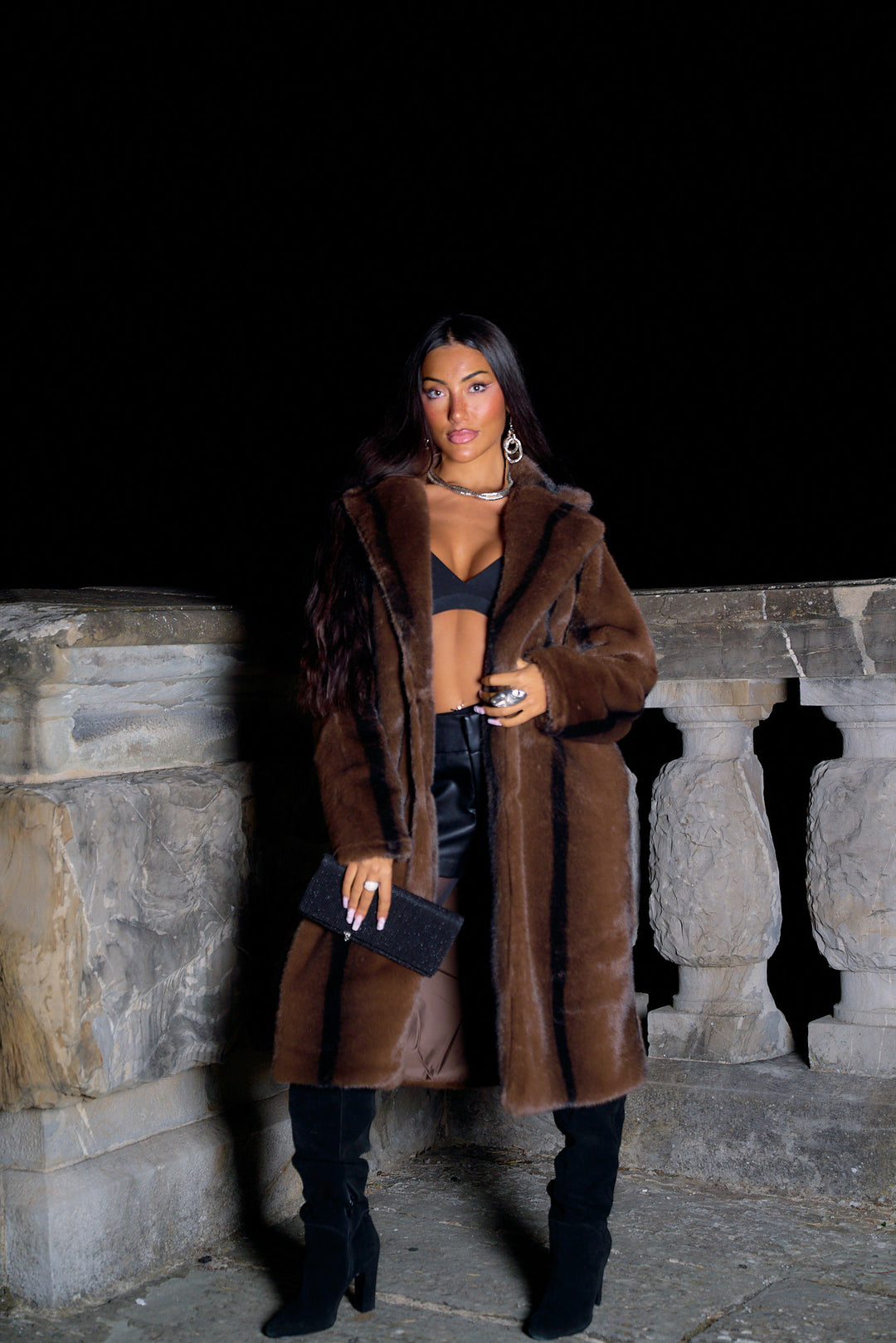 Isolde Chocolate Faux Fur Coat