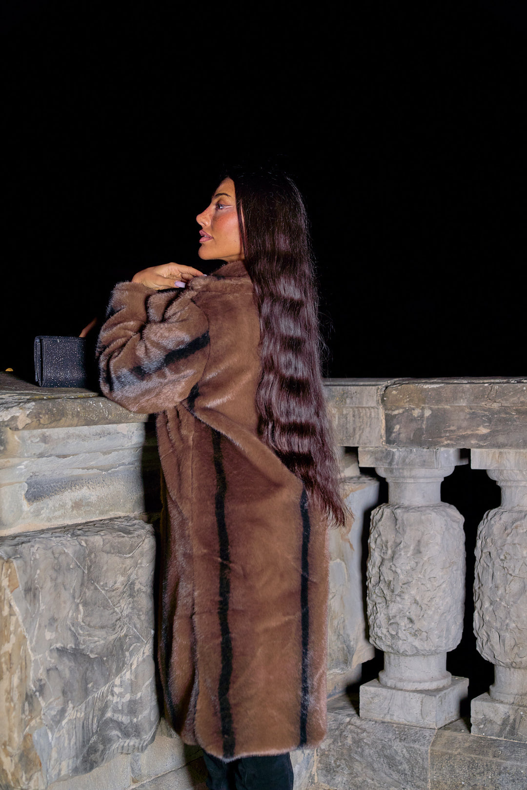 Isolde Chocolate Faux Fur Coat