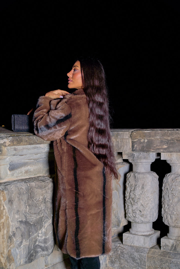 Isolde Chocolate Faux Fur Coat