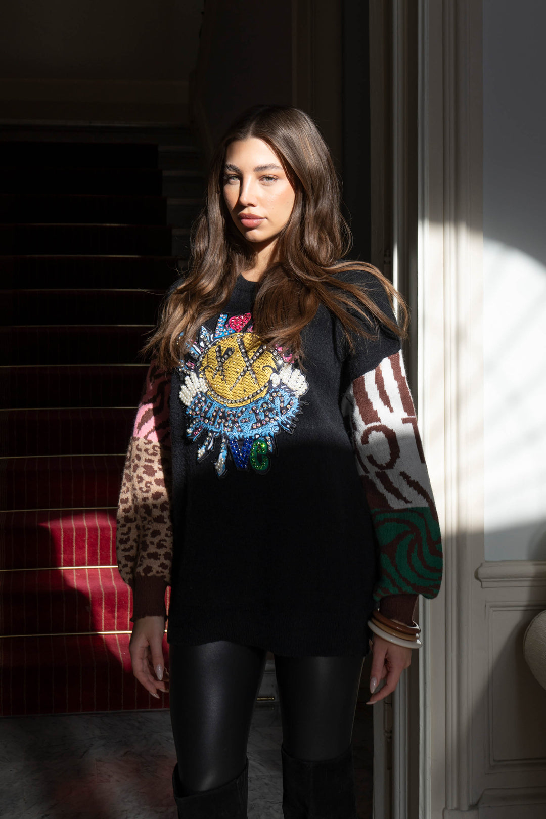 Oversized Graphic Knit Sweater