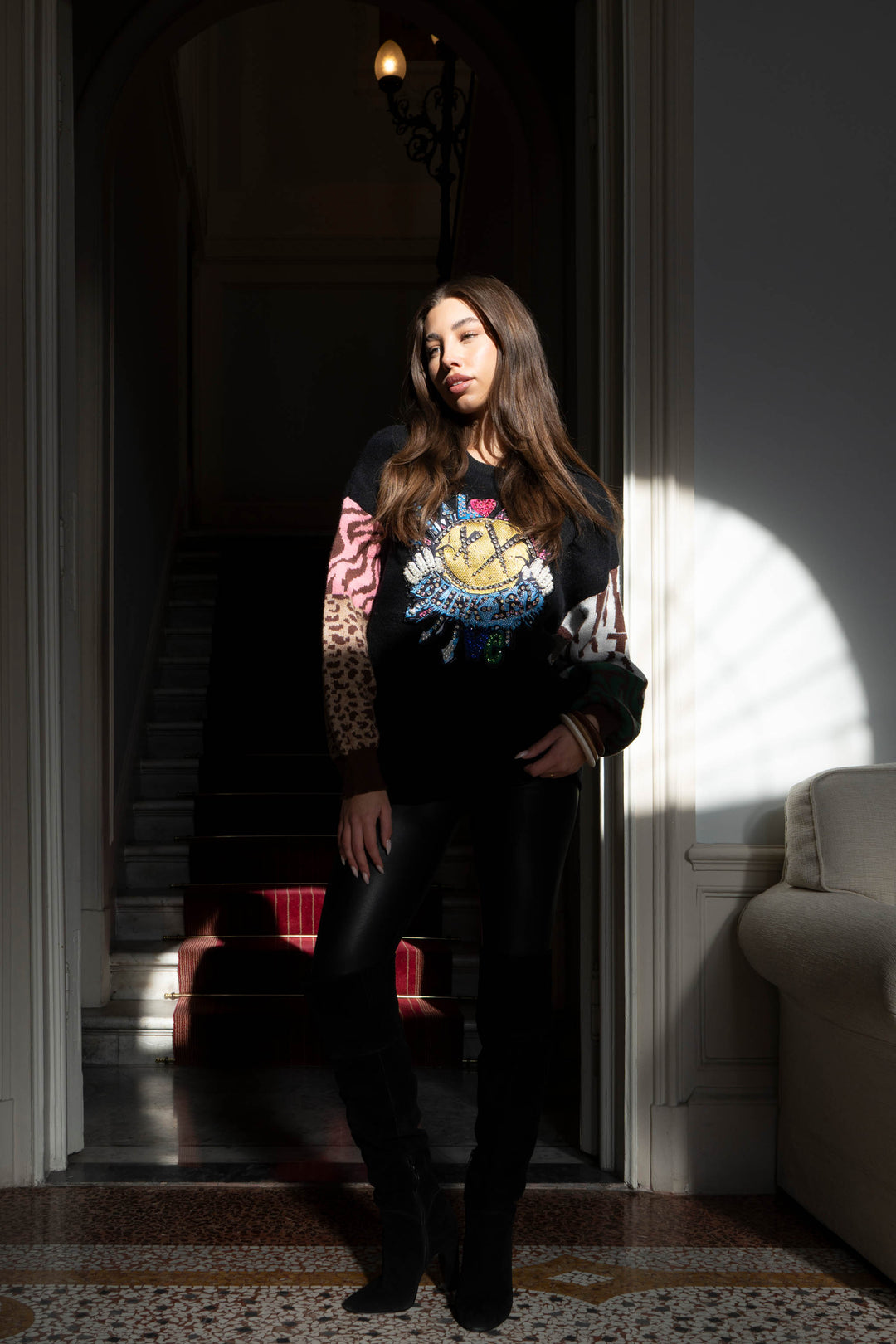 Oversized Graphic Knit Sweater