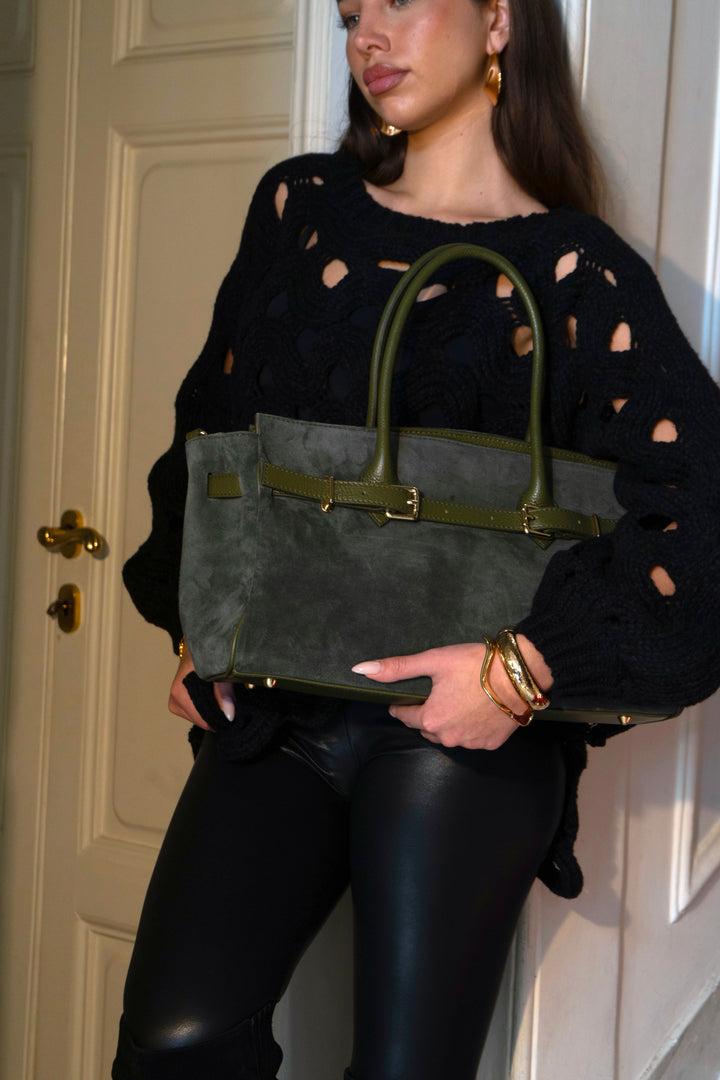 Bolso tote de piel de ante estructurada