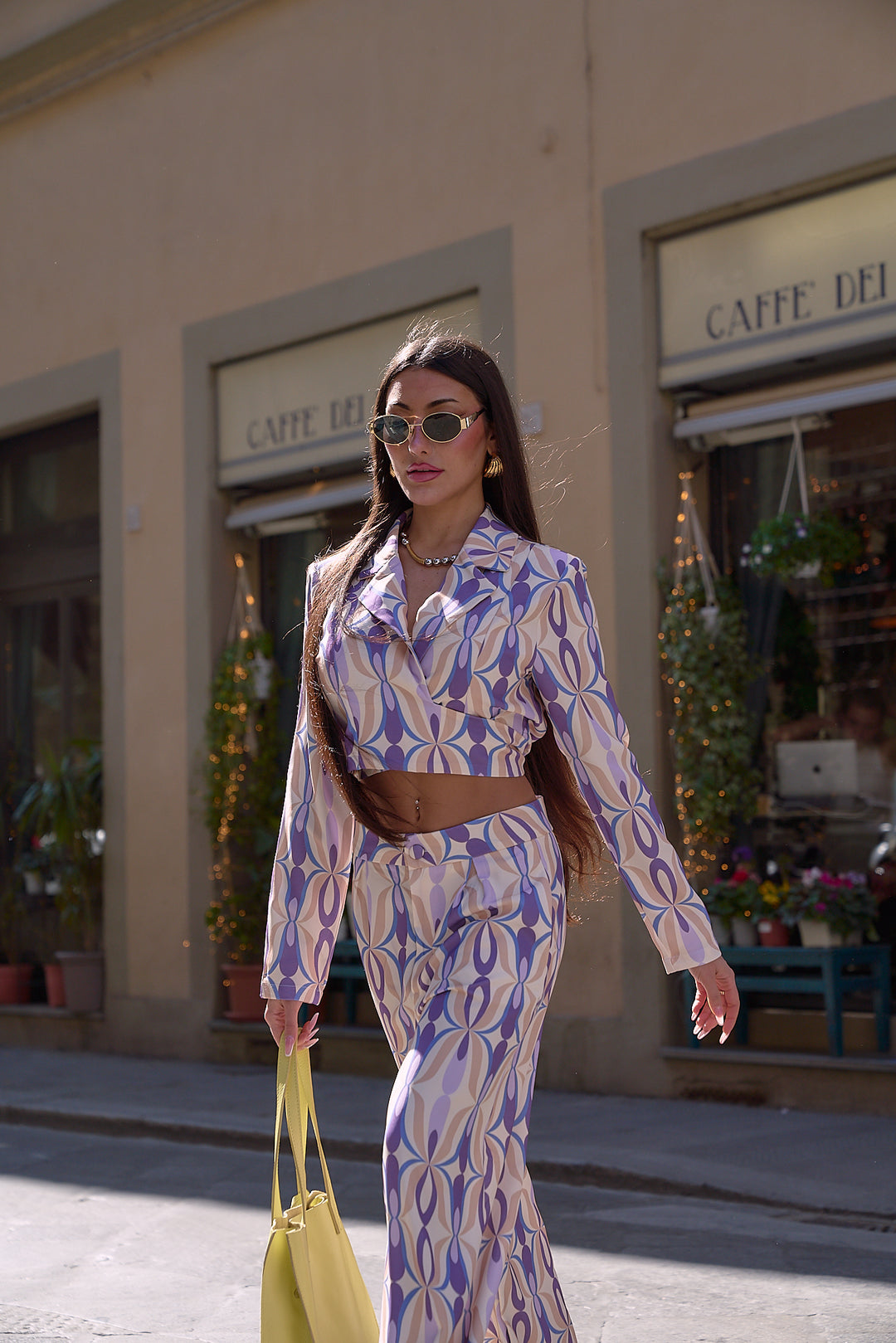 Printed Crop Top and Wide-Leg Pants Set