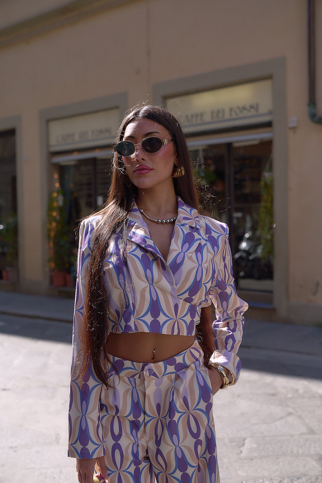 Printed Crop Top and Wide-Leg Pants Set