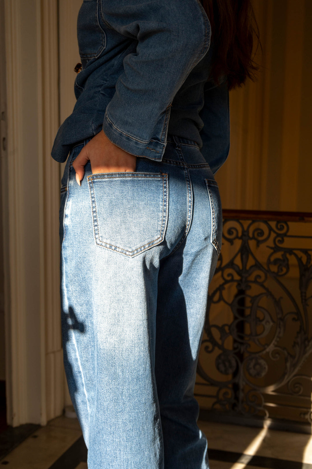 High-Waist Straight Leg Denim Jeans