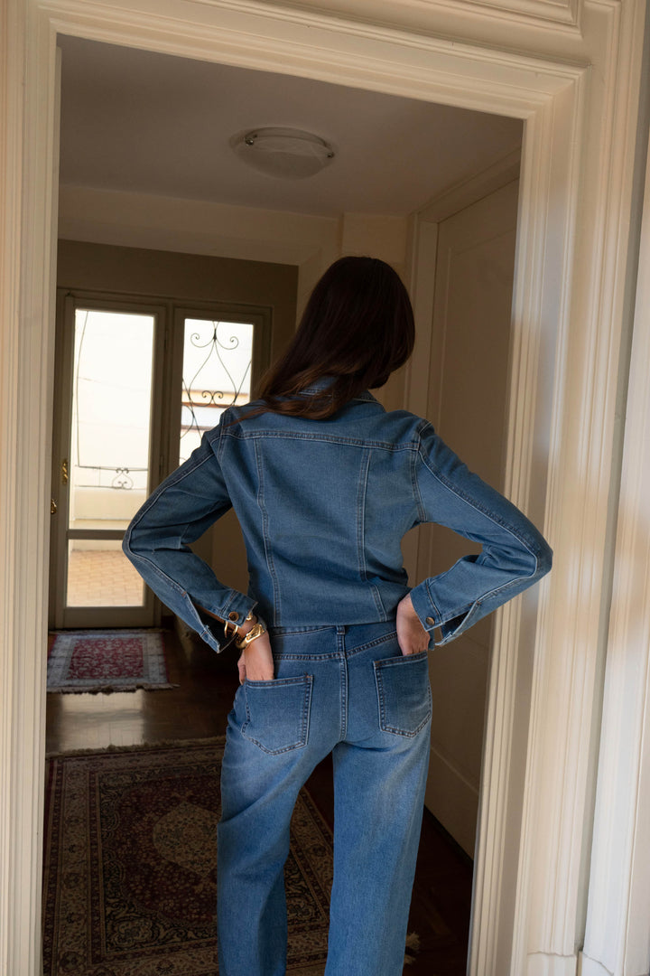 High-Waist Straight Leg Denim Jeans