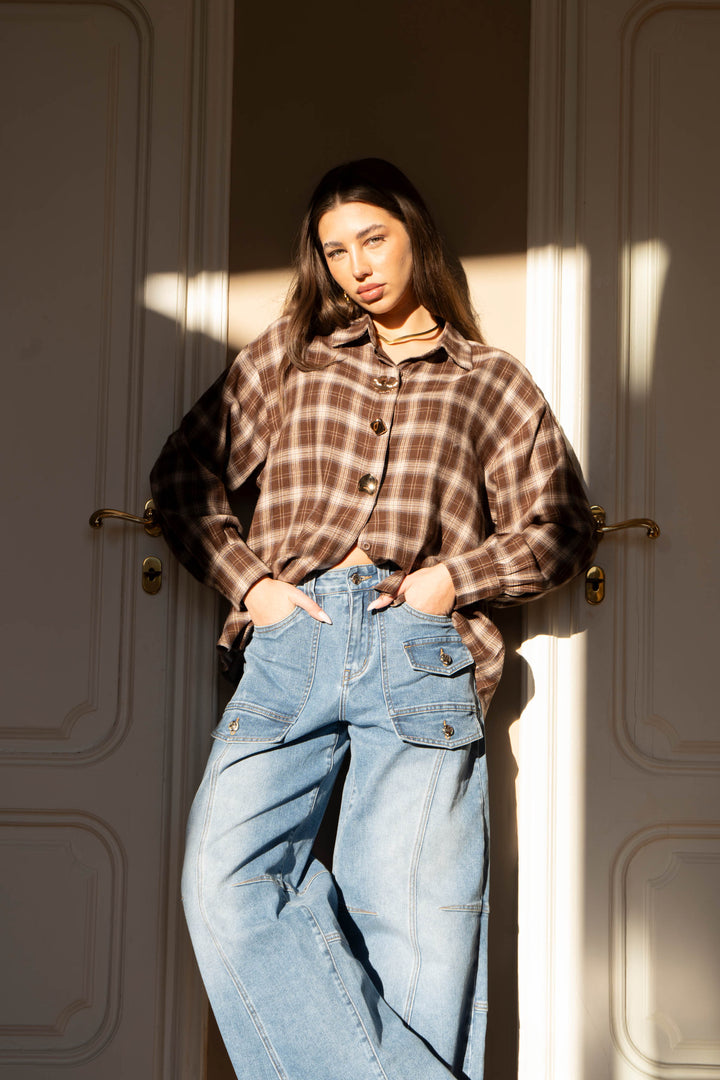 Relaxed Fit Plaid Button-Up Shirt