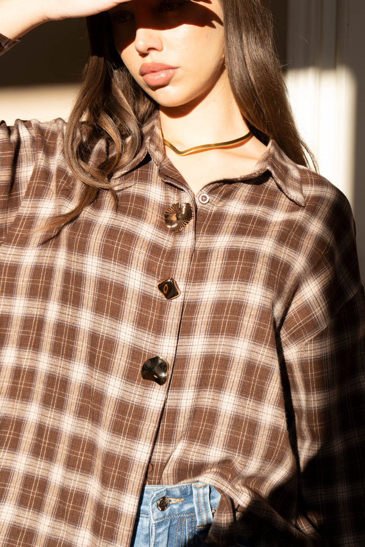 Relaxed Fit Plaid Button-Up Shirt