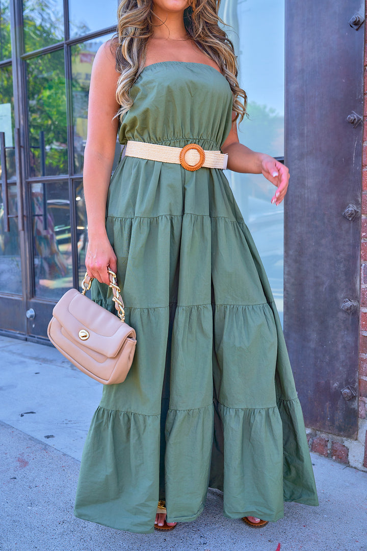 Strapless Poplin Maxi Dress