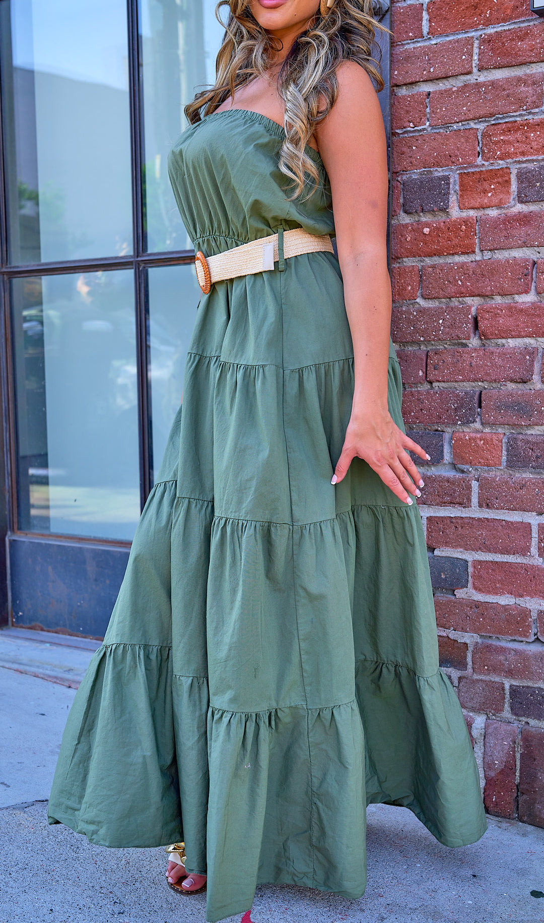 Strapless Poplin Maxi Dress