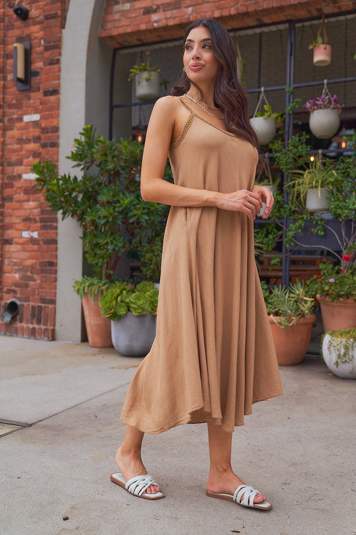 Linen Flowy Midi Dress – I Too Fashion