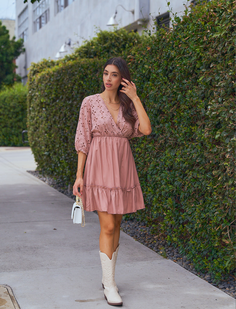 Eyelet Mini Dress – I Too Fashion